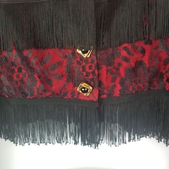 Cute Black and Red Top/Jacket with Fringe. SIZE M - Picture 4 of 11
